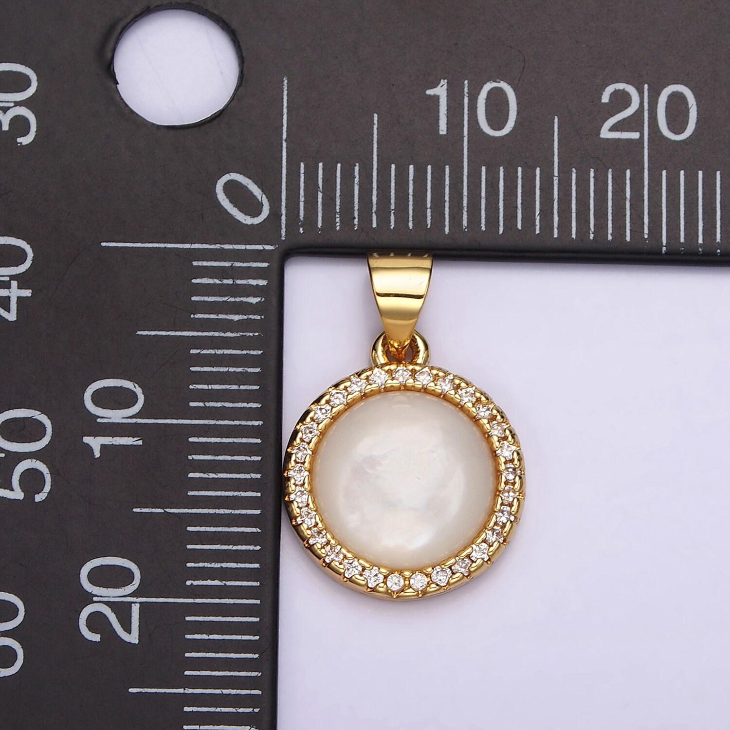 14k gold filled round moonstone gemstone micro paved cz round pendant | n1937