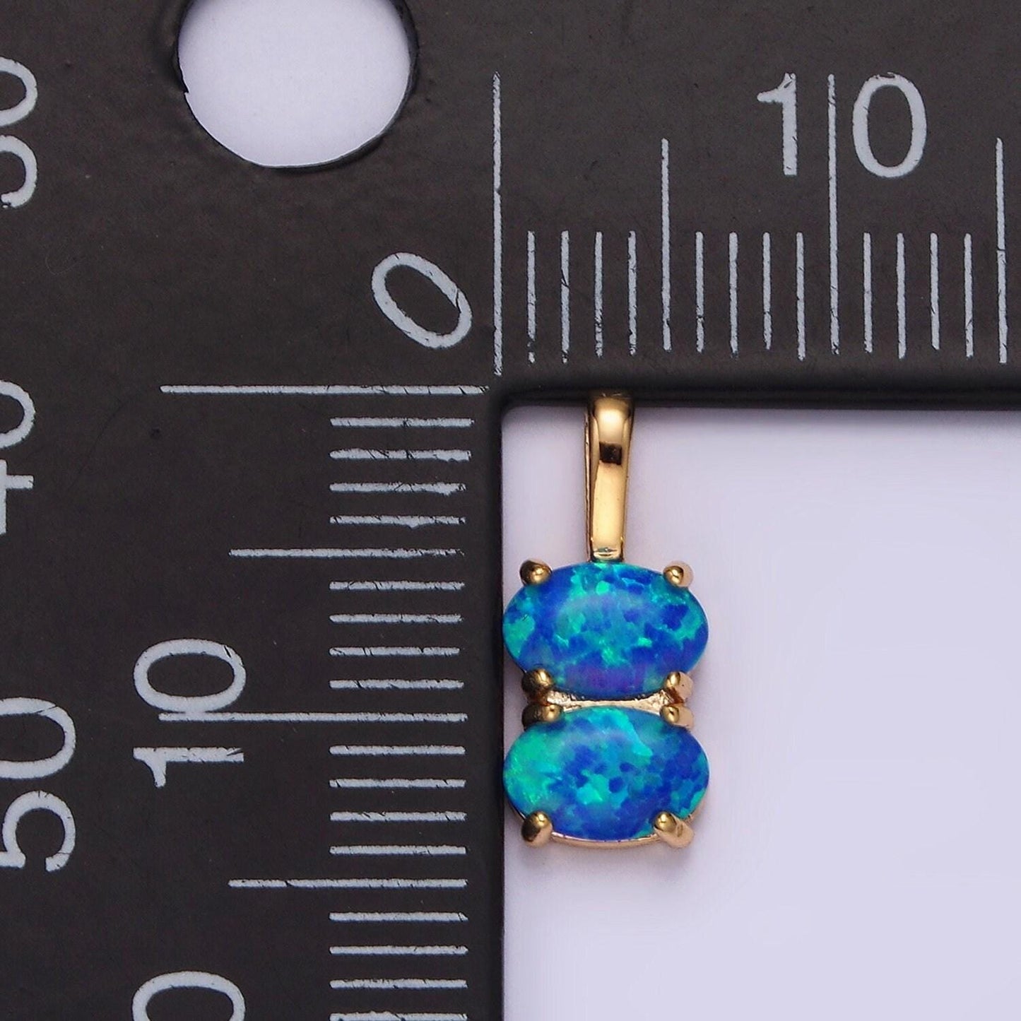 14k gold filled blue opal, white opal double oval pendant in gold & silver | n1899 - n1902