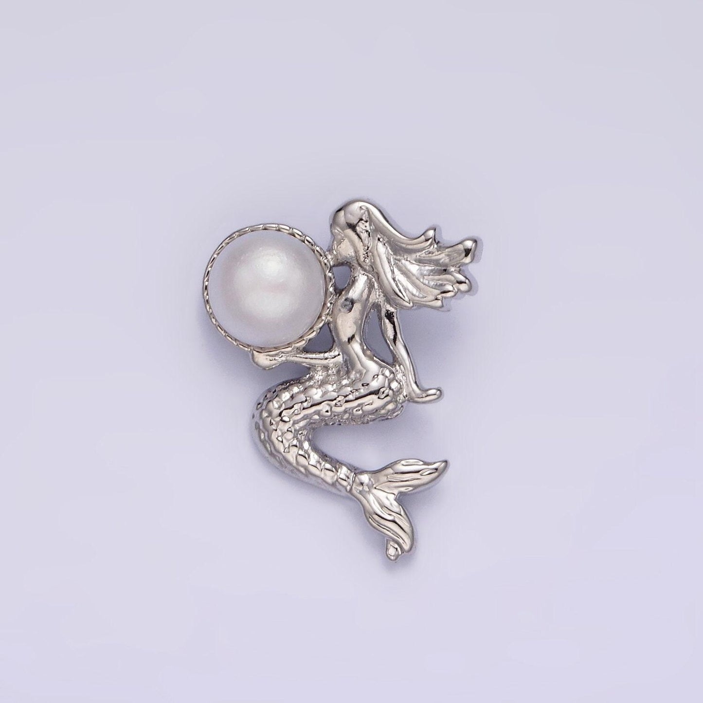 14k gold filled pearl textured mermaid ocean back loop pendant in gold & silver under the sea ocean beach inspired | n1888 n1889
