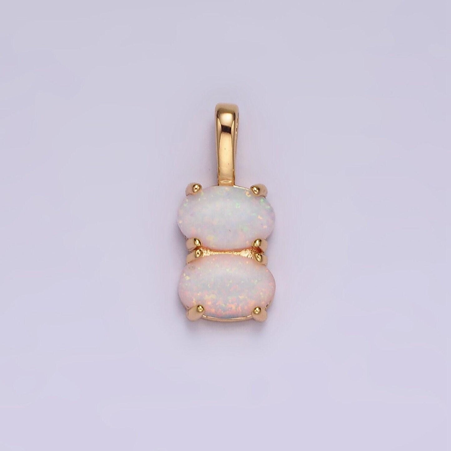14k gold filled blue opal, white opal double oval pendant in gold & silver | n1899 - n1902