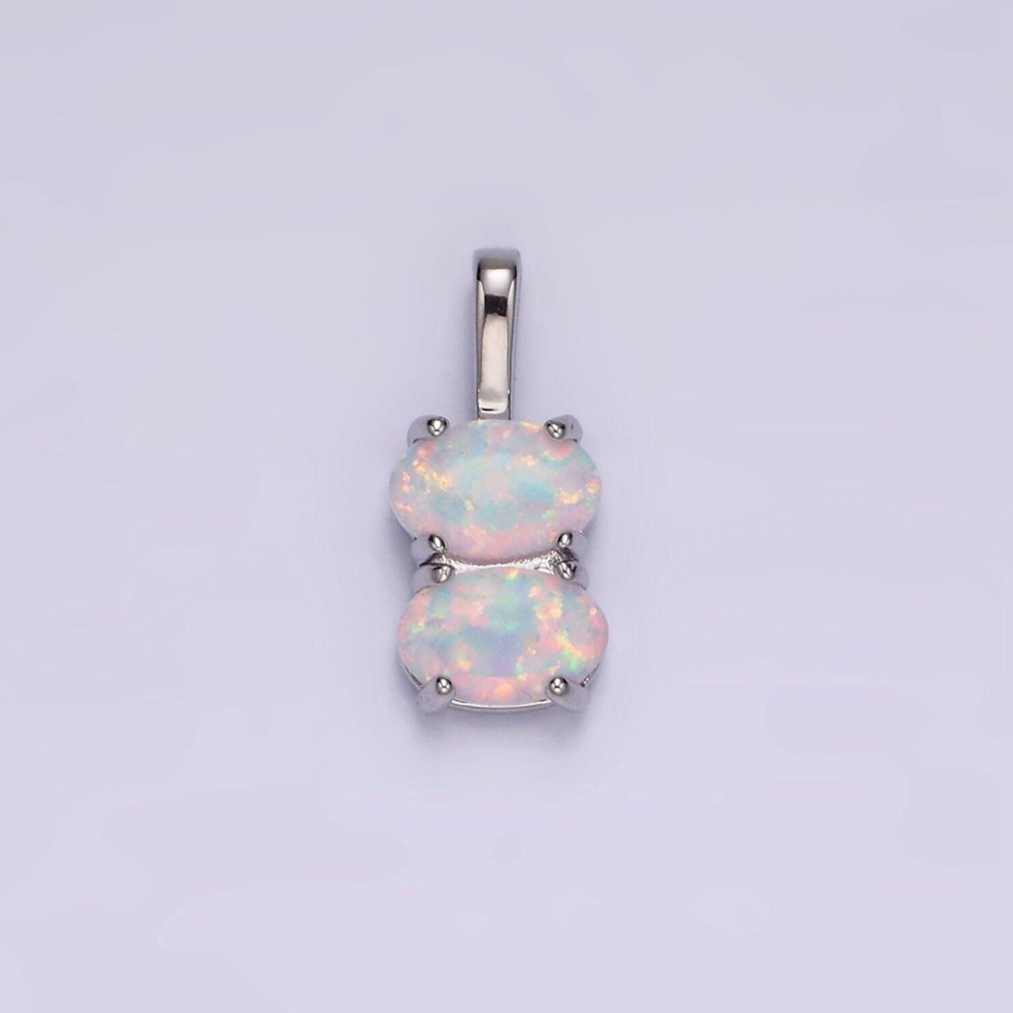14k gold filled blue opal, white opal double oval pendant in gold & silver | n1899 - n1902