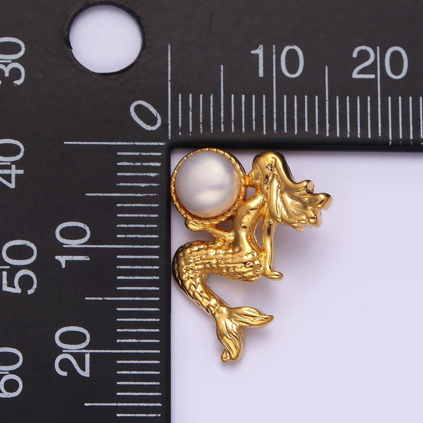 14k gold filled pearl textured mermaid ocean back loop pendant in gold & silver under the sea ocean beach inspired | n1888 n1889
