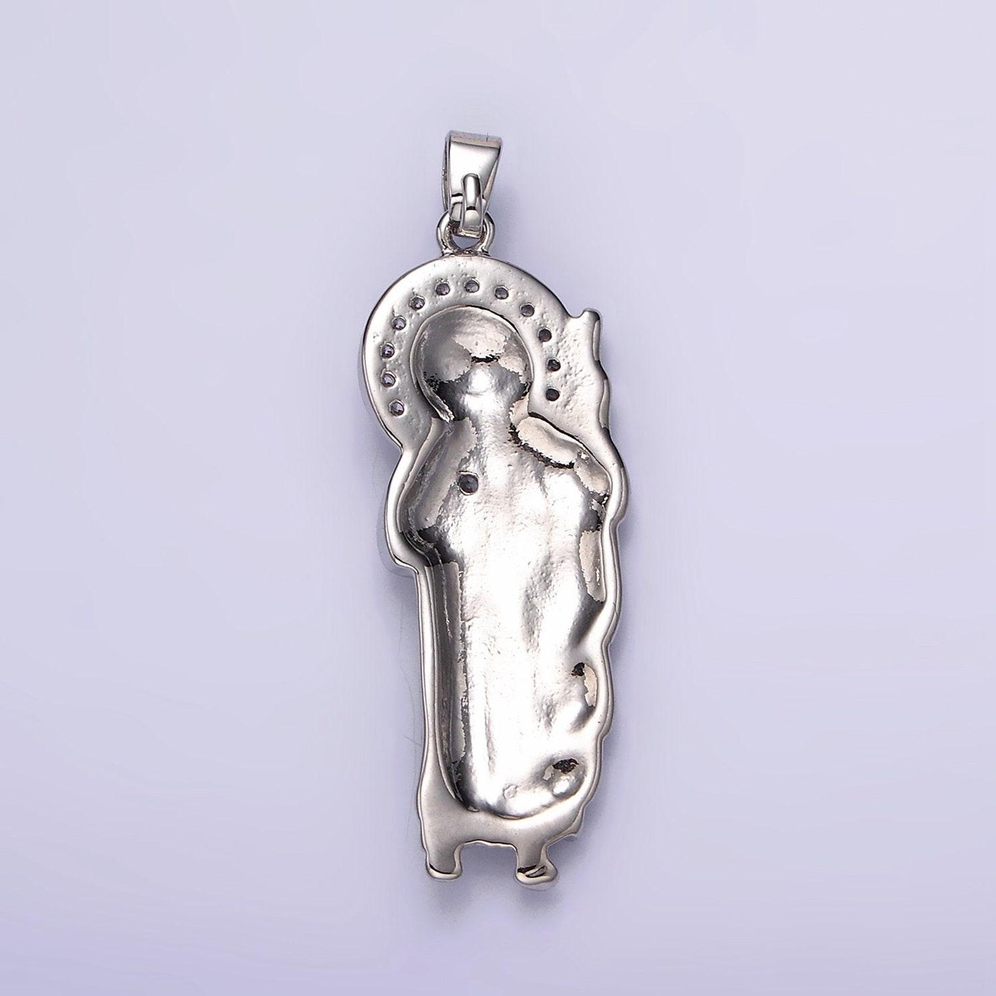 Silver saint jude religious micro paved cz pendant for religious catholic jewelry making supply | n1863 n1864