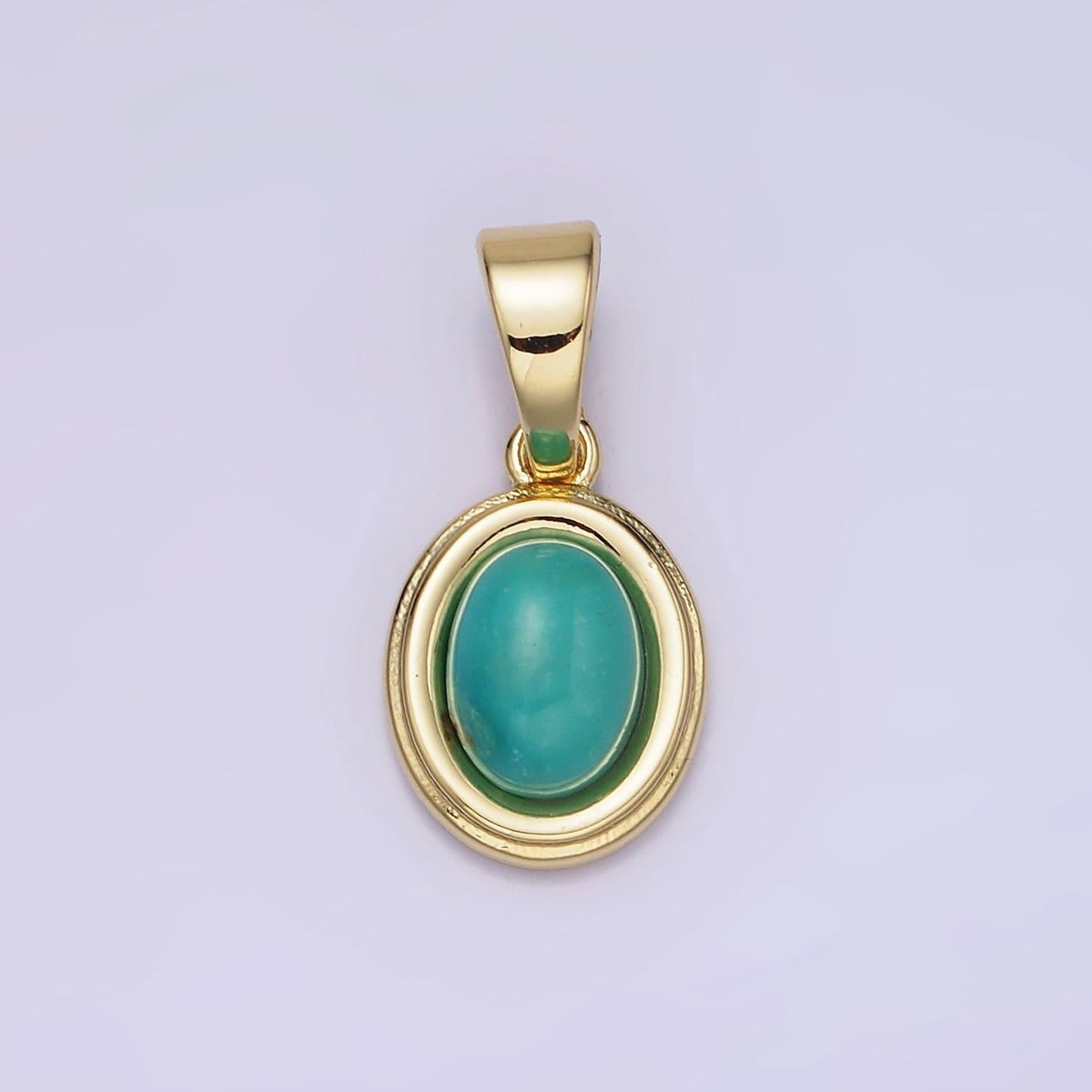 14k gold filled turquoise opal bezel oval pendant | n-1850