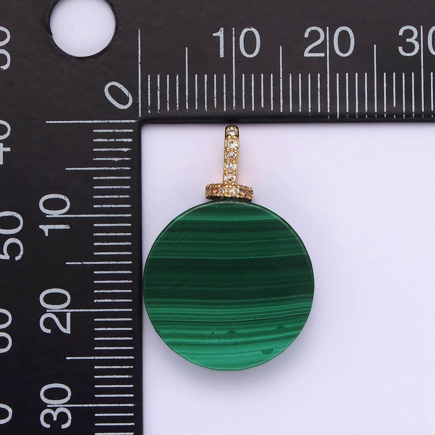 Green malachite circle disc pendant necklace for diy jewelry making supply n-1842