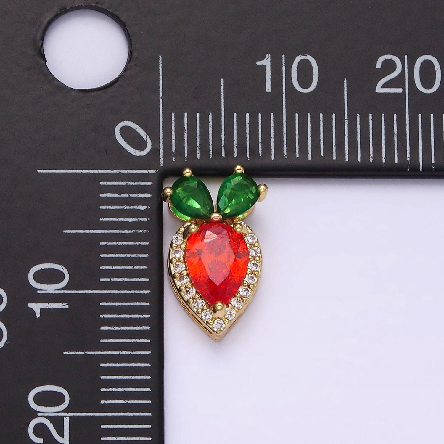 Mini slider carrot charm 14k gold filled 13.5mm orange carrot vegetable micro paved cz pendant bunny inspired pets fruit foodies | n1816