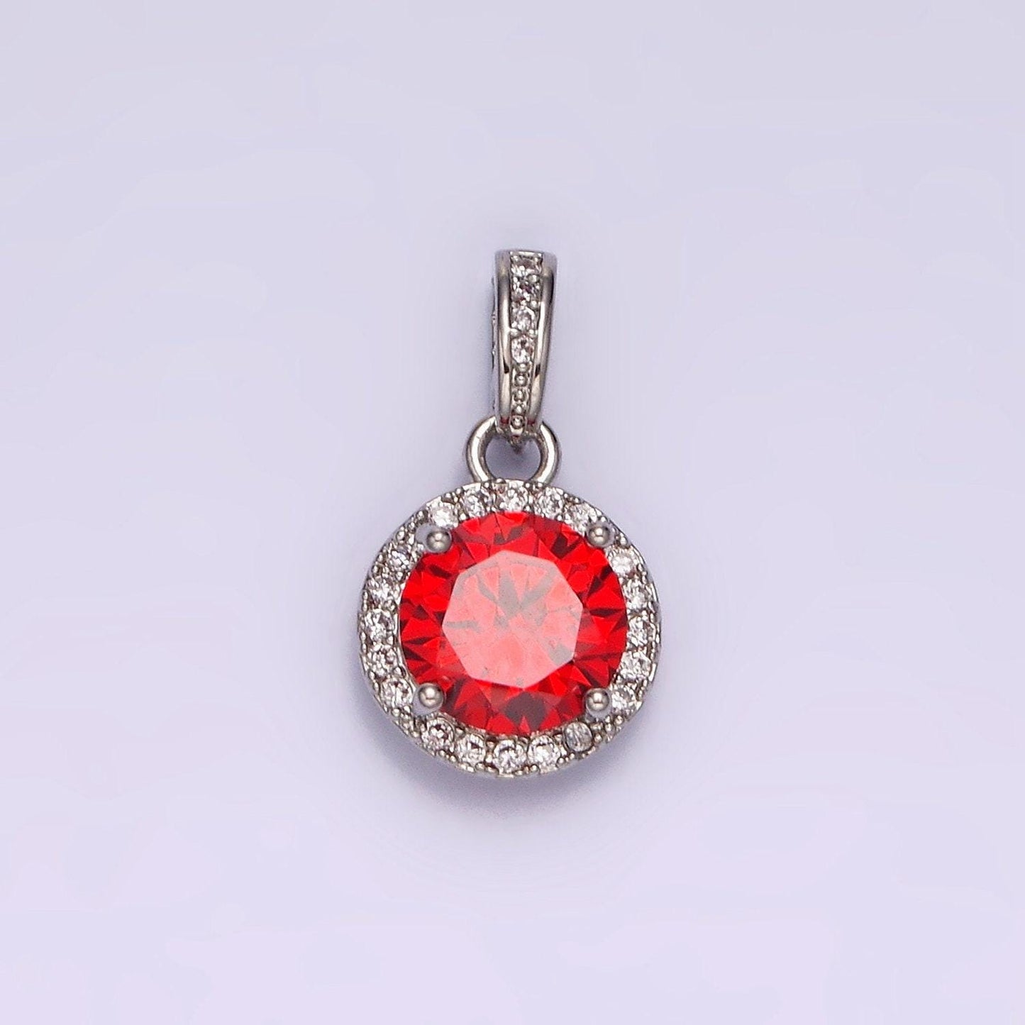 Purple pink red cubic zirconia silver pendant, solitaire clear micro pave charm for easy self-making jewelry dangle pendant necklace n1813