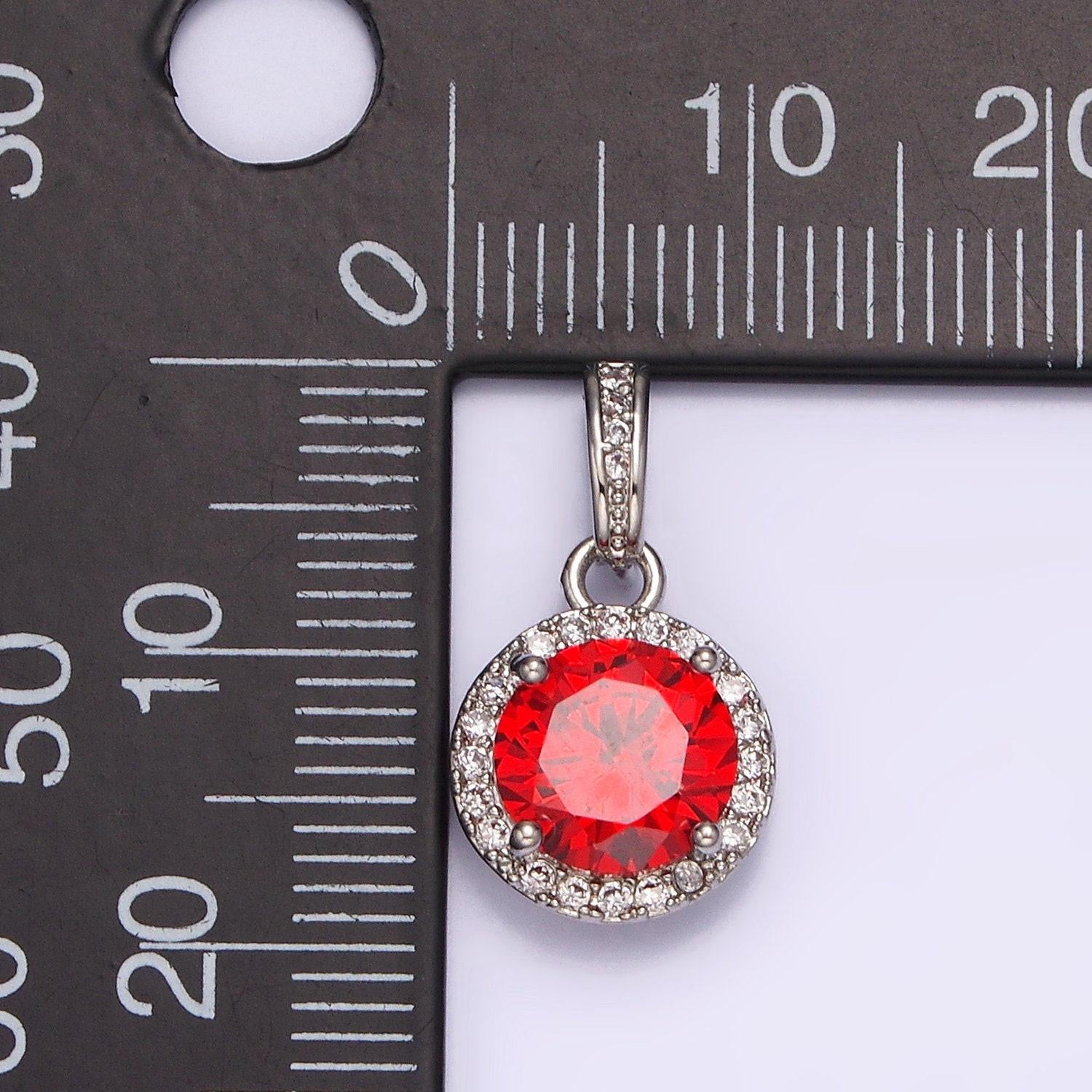 Purple pink red cubic zirconia silver pendant, solitaire clear micro pave charm for easy self-making jewelry dangle pendant necklace n1813