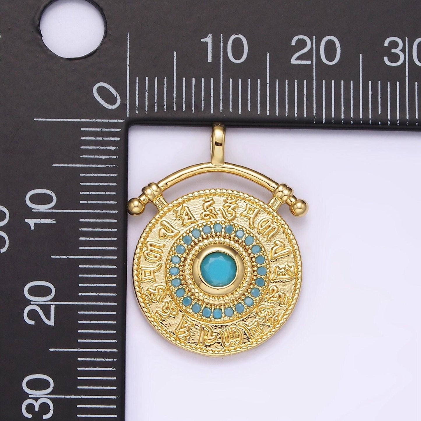 Gold mantra charm pendant, tibetan religious necklace pendant religious prayer mala charm, buddhist jewelry meditation charm turquoise n1808