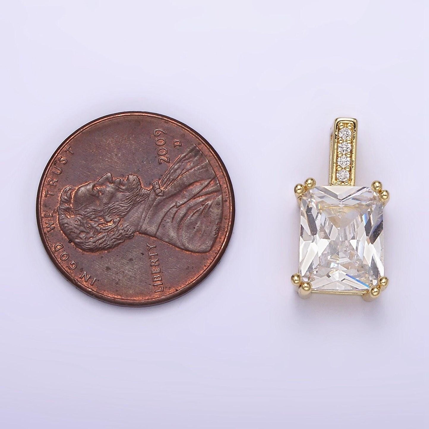 Unique emerald cut solitaire pendant necklace square cz diamond charm for bridal wedding necklace dainty necklace n-1805