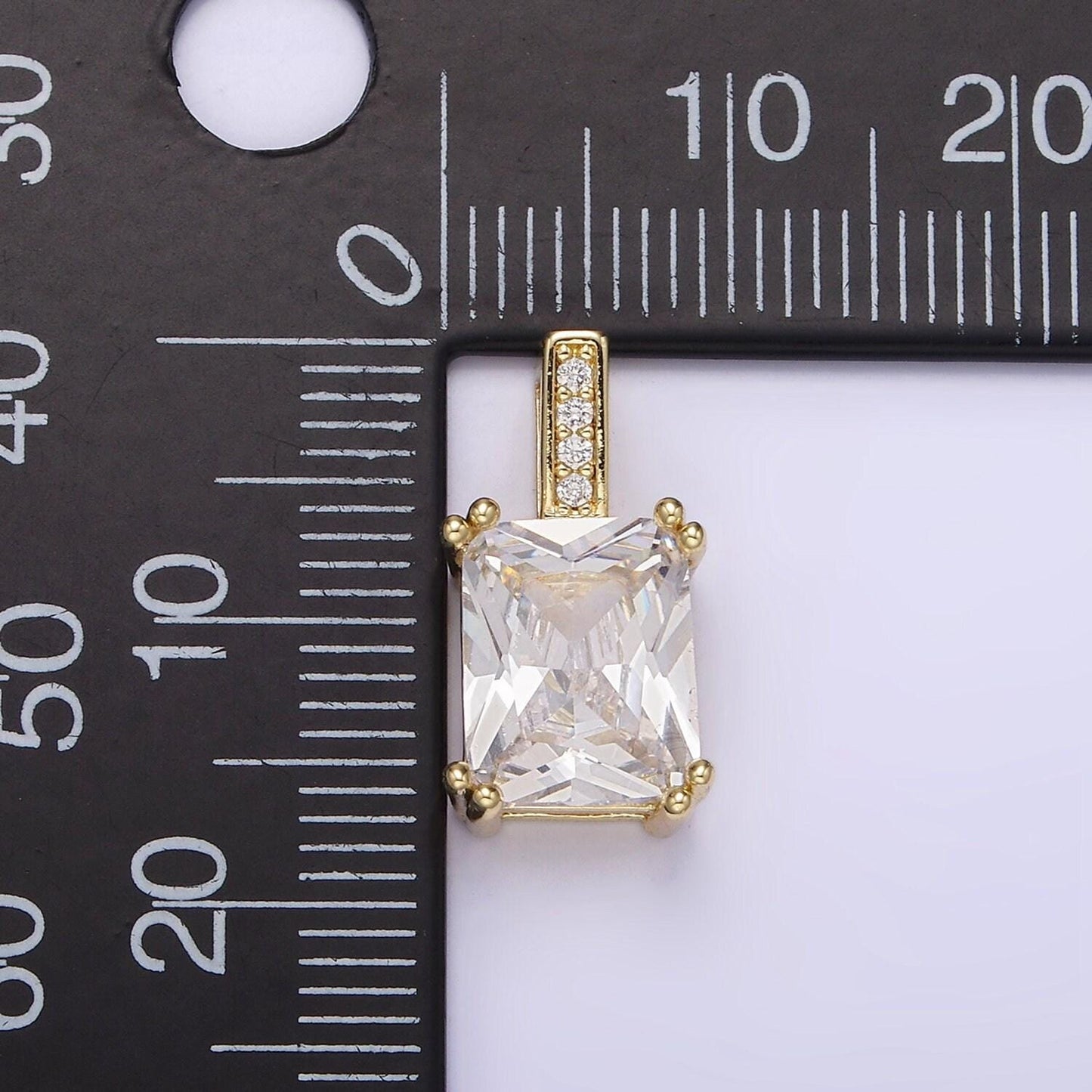 Unique emerald cut solitaire pendant necklace square cz diamond charm for bridal wedding necklace dainty necklace n-1805