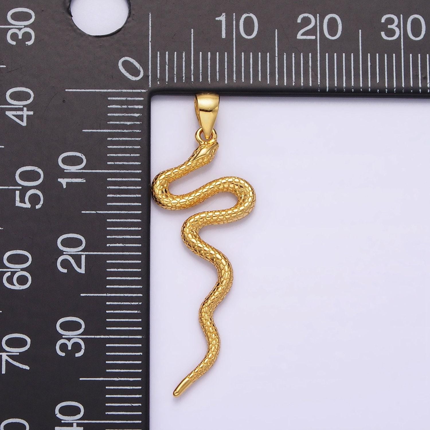 14k gold filled snake slithering serpent scale textured pendant in gold & silver | n1791 n1792