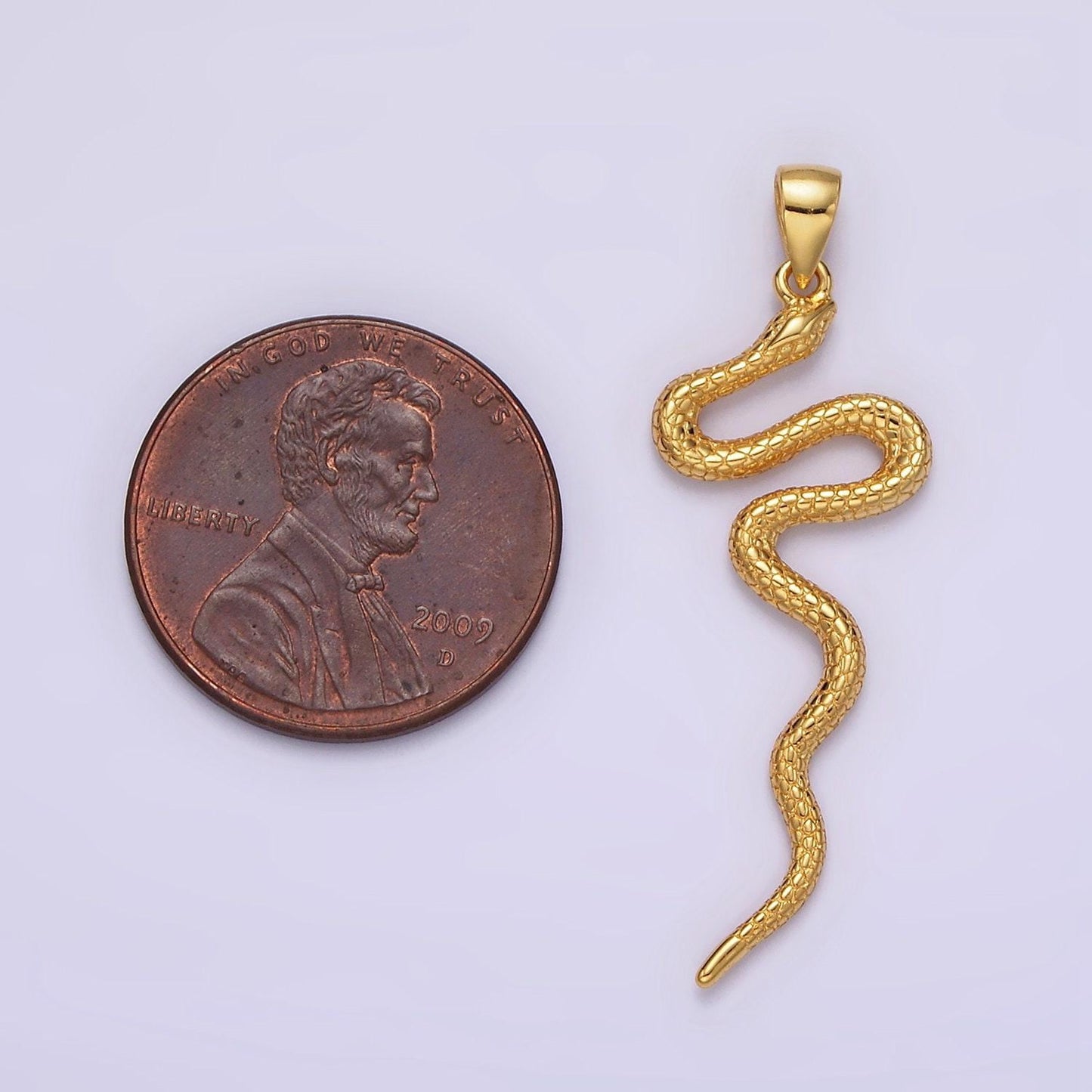 14k gold filled snake slithering serpent scale textured pendant in gold & silver | n1791 n1792