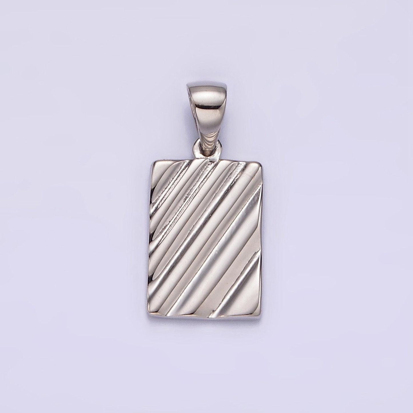 14k gold filled line stripe textured geometric rectangular tag pendant in gold & silver | n1789 n1790
