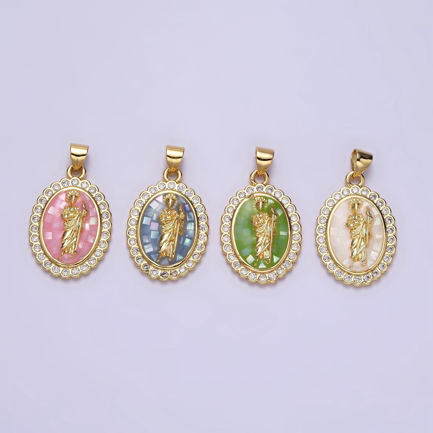14k gold filled saint jude pendant cz san judas tadeo charm necklace, religious catholic jewelry green opal san judas tadeo charm n1776