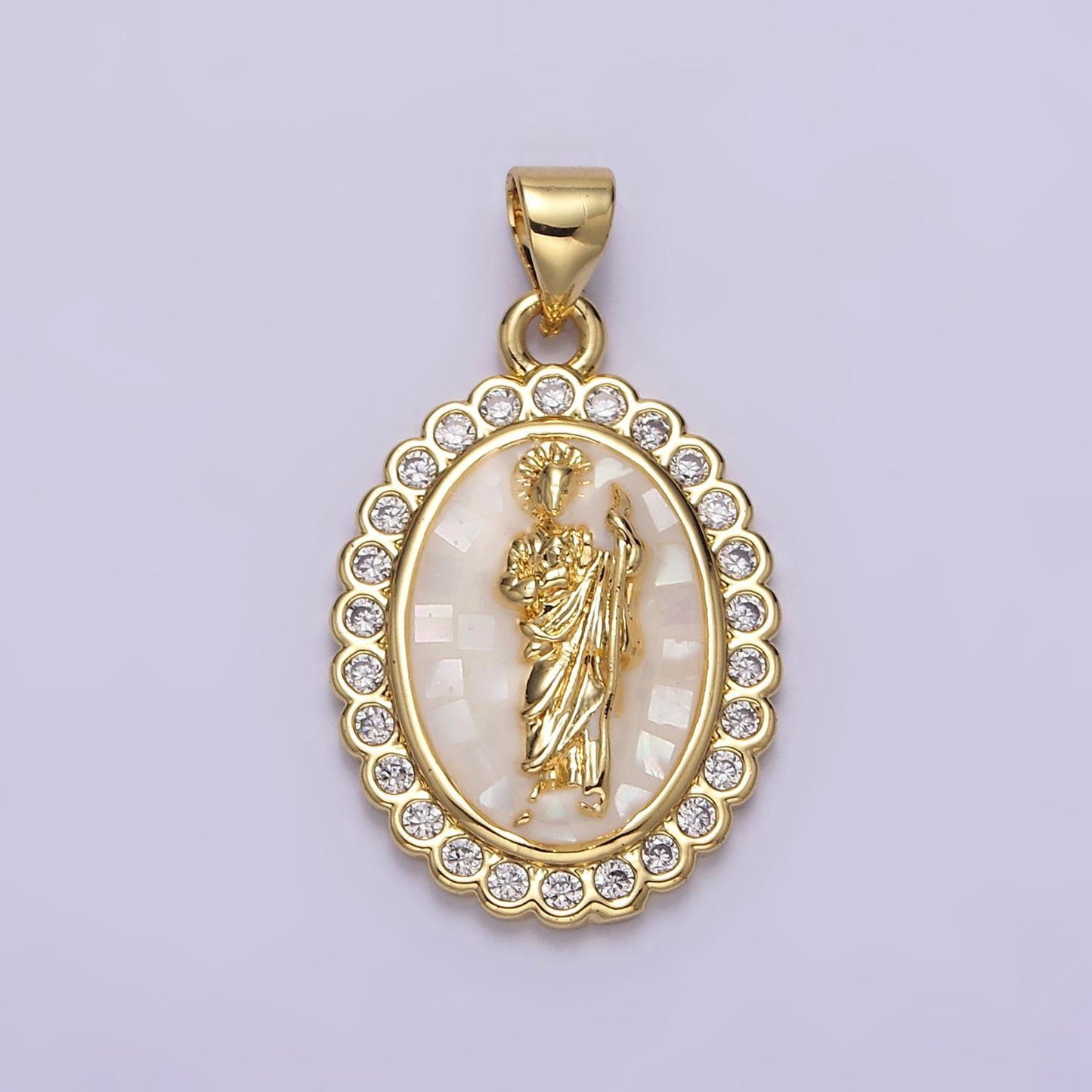 14k gold filled saint jude pendant cz san judas tadeo charm necklace, religious catholic jewelry green opal san judas tadeo charm n1776