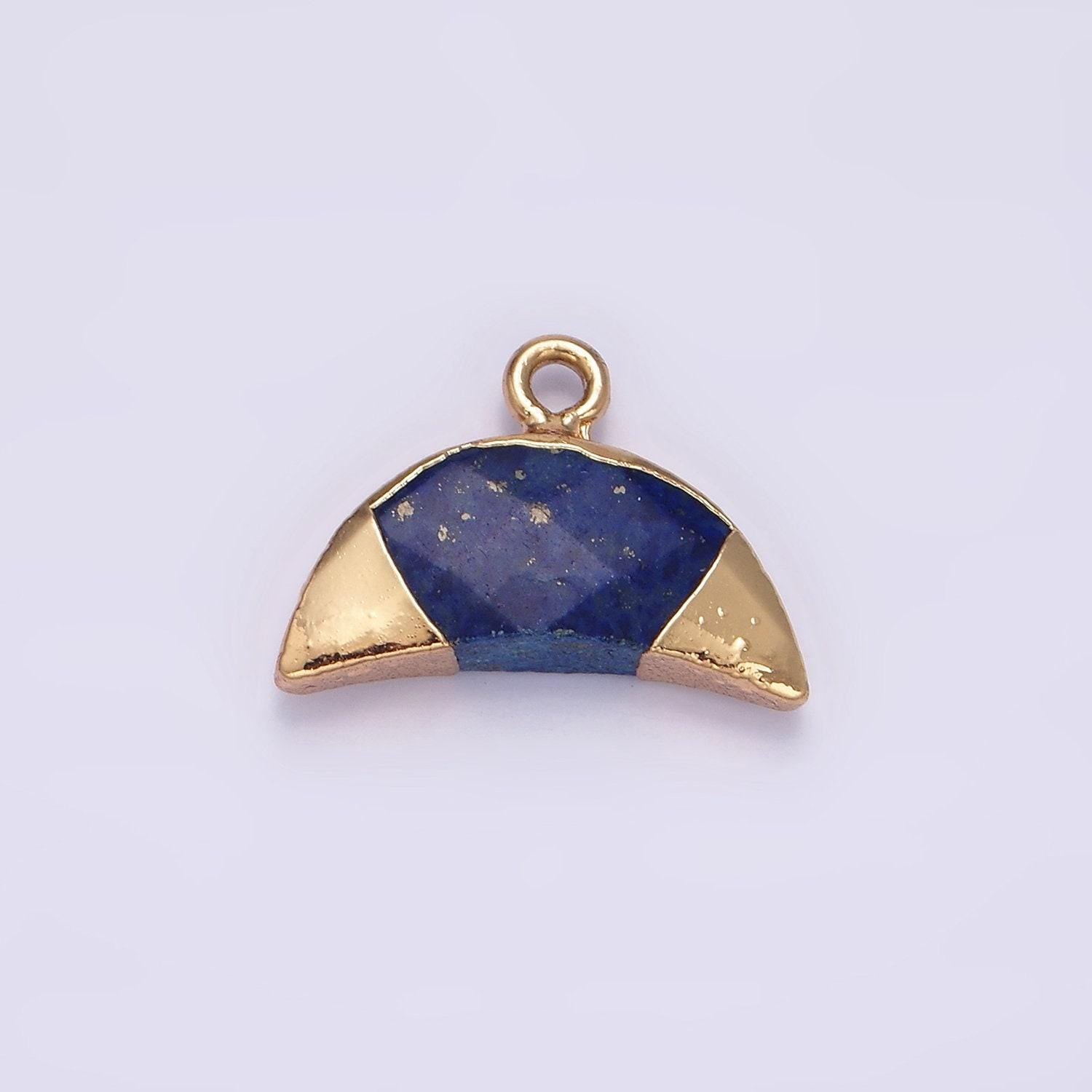 14k gold filled lapis lazuli, amazonite, rose quartz, howlite crescent horn foiled charm | n1745 - n1748