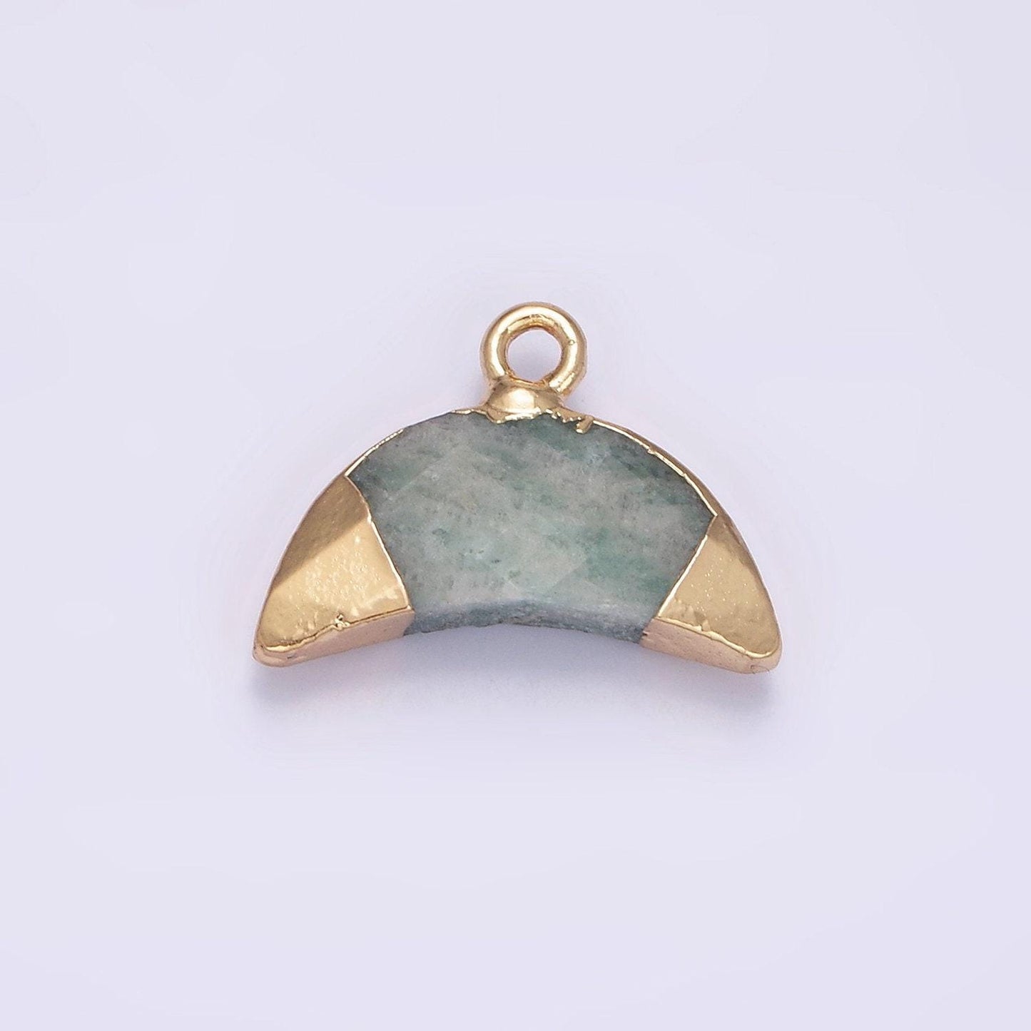 14k gold filled lapis lazuli, amazonite, rose quartz, howlite crescent horn foiled charm | n1745 - n1748