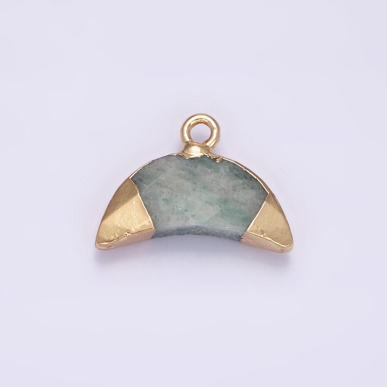 14k gold filled lapis lazuli, amazonite, rose quartz, howlite crescent horn foiled charm | n1745 - n1748