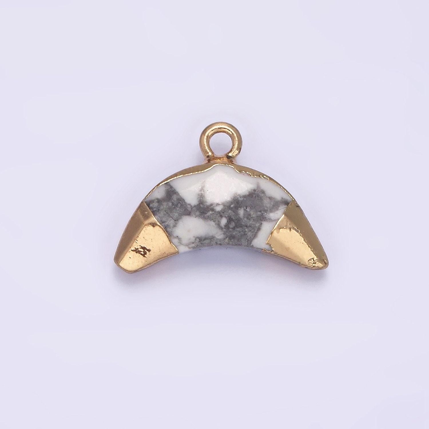 14k gold filled lapis lazuli, amazonite, rose quartz, howlite crescent horn foiled charm | n1745 - n1748