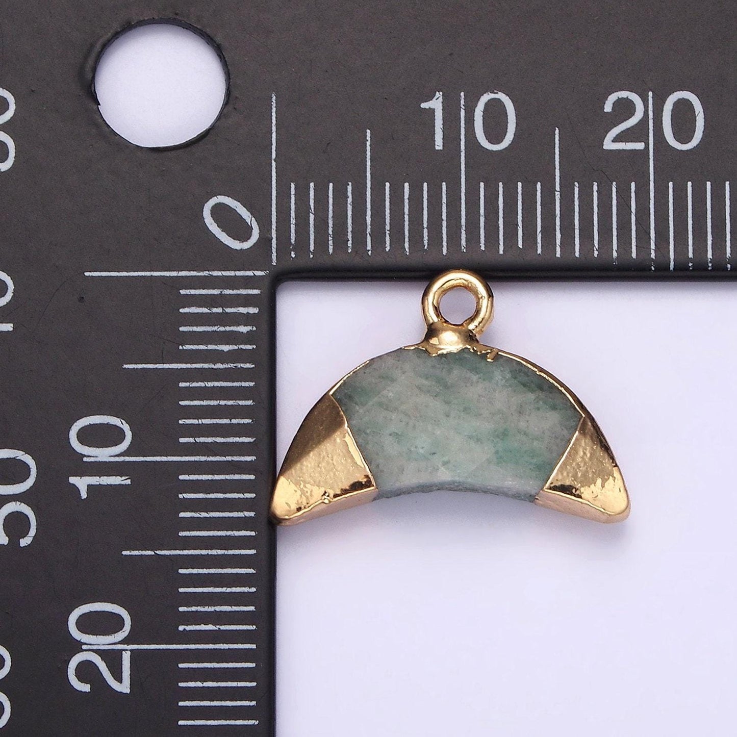 14k gold filled lapis lazuli, amazonite, rose quartz, howlite crescent horn foiled charm | n1745 - n1748