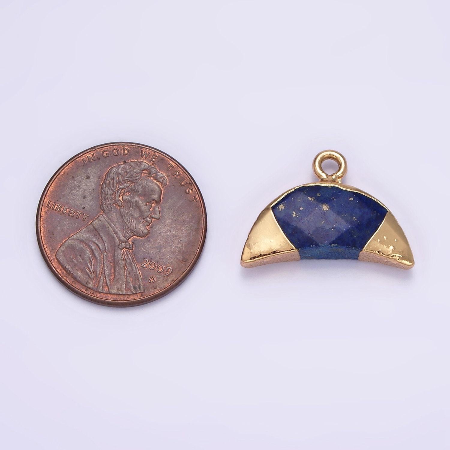 14k gold filled lapis lazuli, amazonite, rose quartz, howlite crescent horn foiled charm | n1745 - n1748