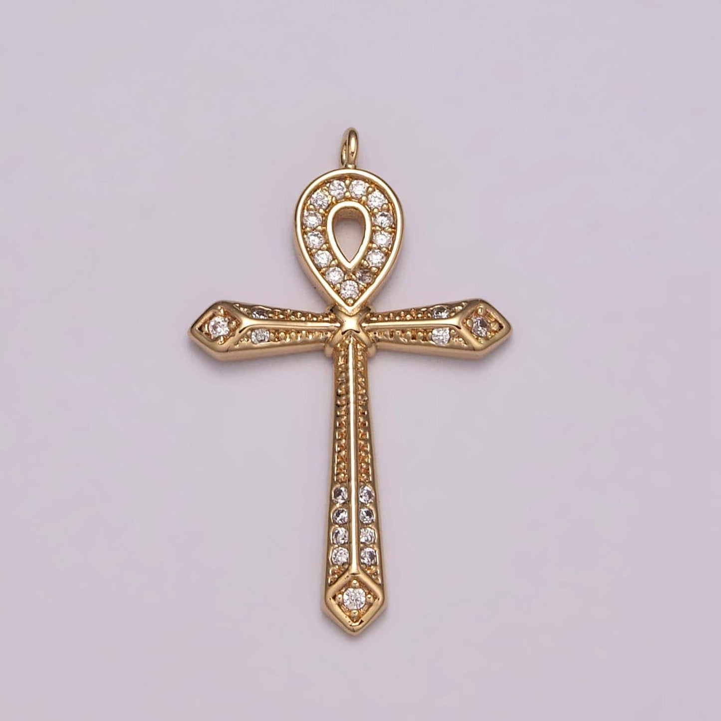 18k gold filled iced ankh micro pave cz ankh cross symbol of life, egyptian pantheon, crux ansata cz bracelet earring necklace pendant charm