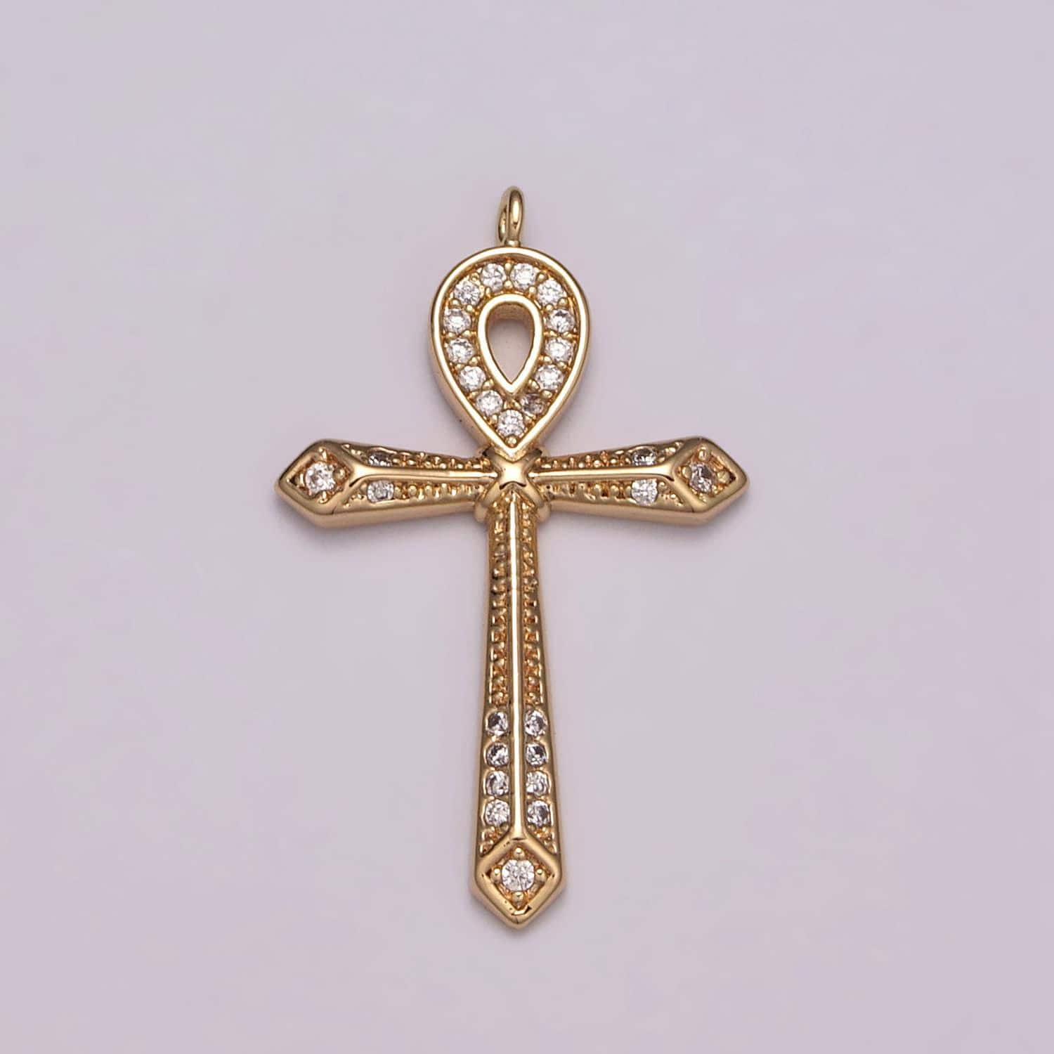 18k gold filled iced ankh micro pave cz ankh cross symbol of life, egyptian pantheon, crux ansata cz bracelet earring necklace pendant charm