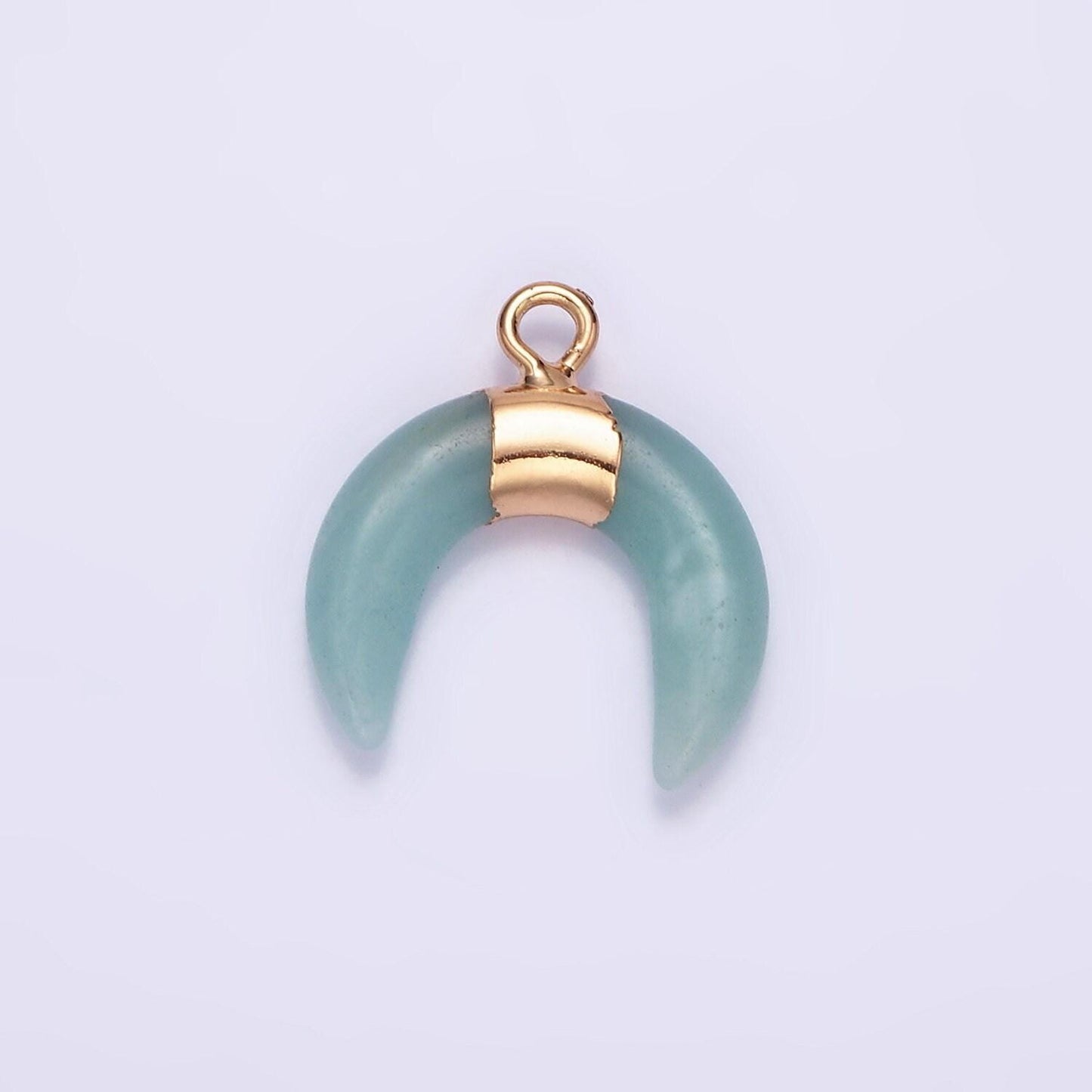 14k gold filled amethyst, amazonite, howlite crescent horn molten charm | n1734 - n1736