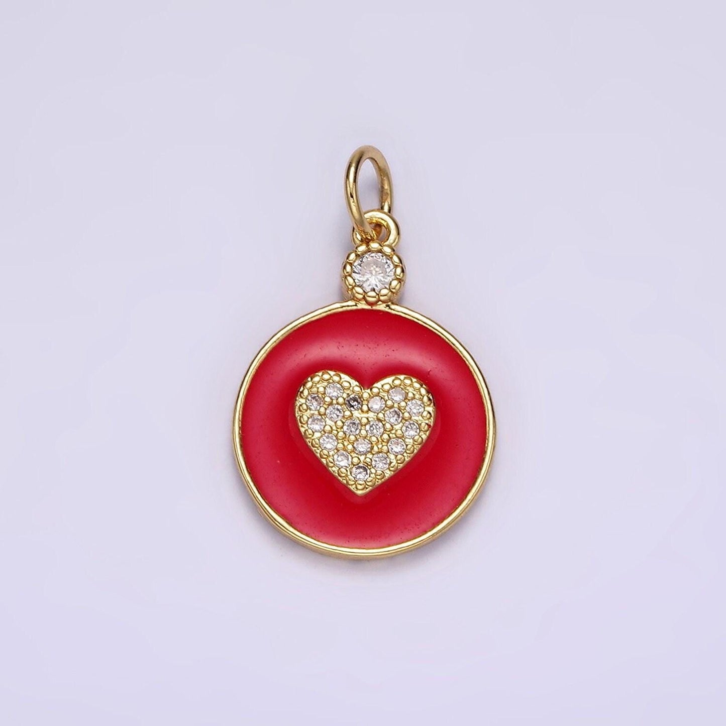 Dainty red enamel charms cubic zirconia heart charm jewelry for necklace bracelet earring necklace making n1733