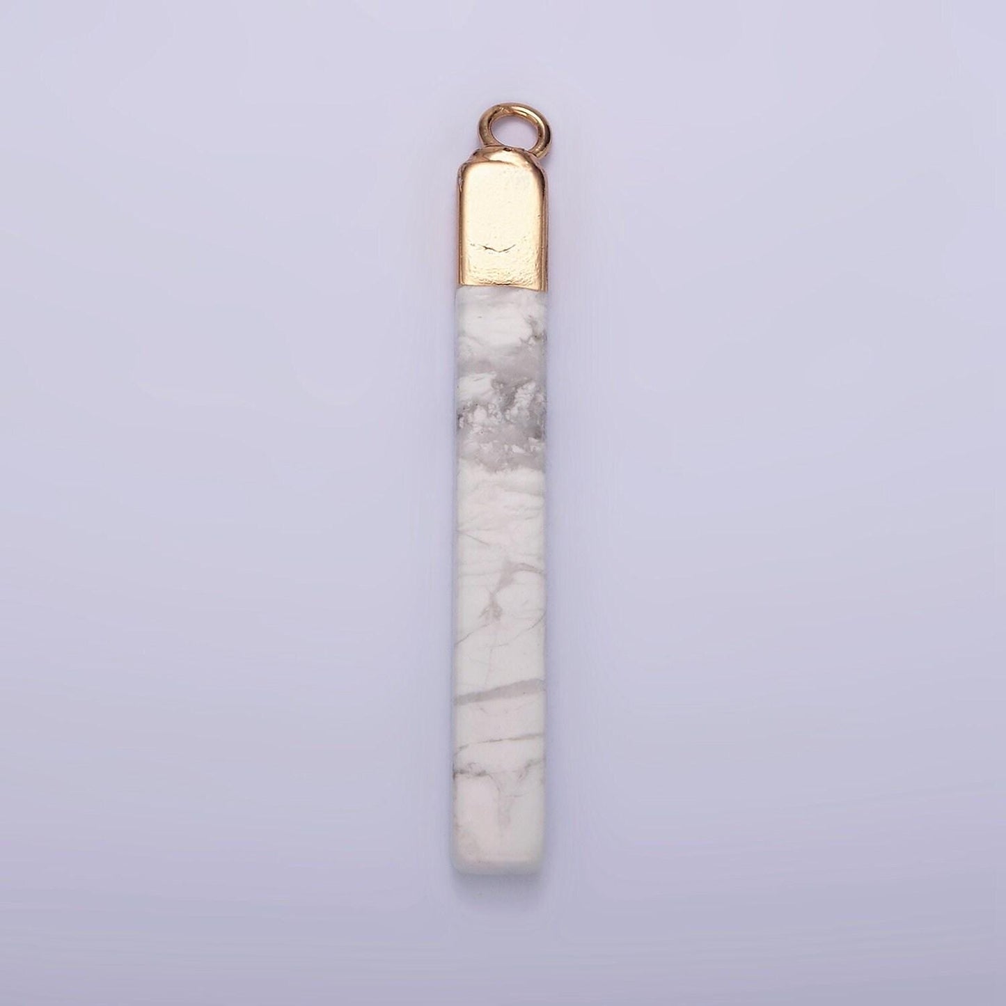 14k gold filled tiger eye, howlite, rose quartz, amethyst, labradorite foiled rectangular bar tag charm | n1700 - n1704