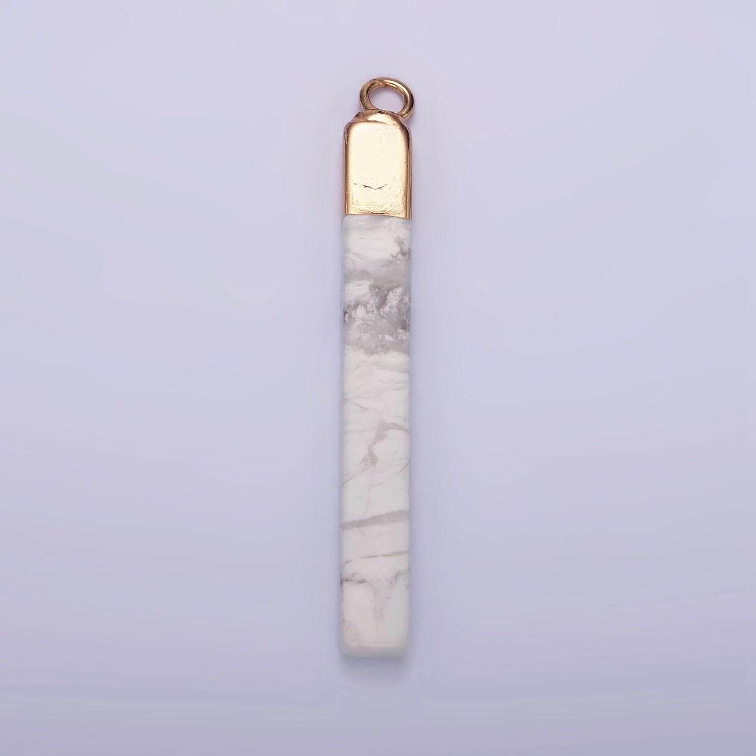 14k gold filled tiger eye, howlite, rose quartz, amethyst, labradorite foiled rectangular bar tag charm | n1700 - n1704