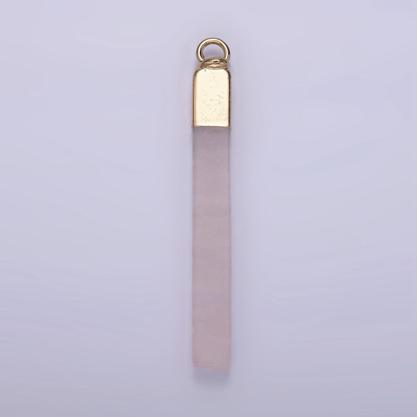 14k gold filled tiger eye, howlite, rose quartz, amethyst, labradorite foiled rectangular bar tag charm | n1700 - n1704