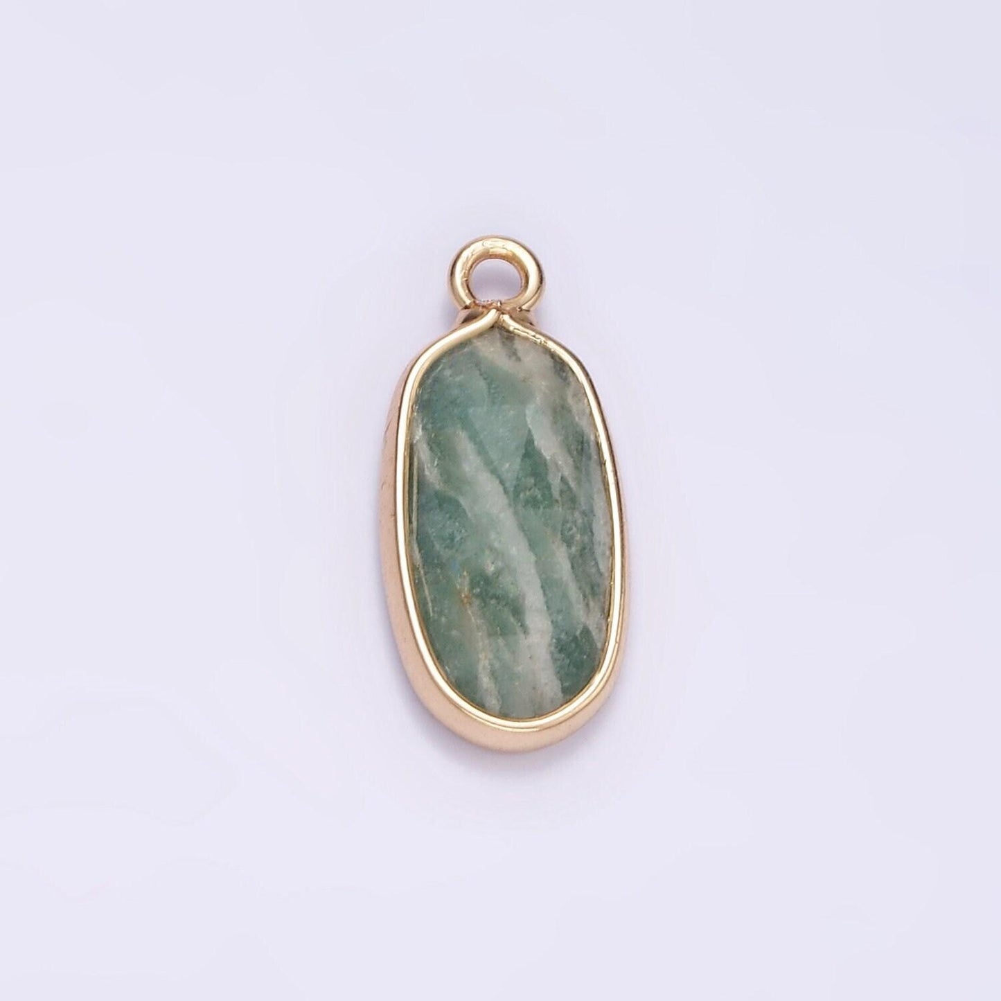 Gemstone faceted oval gold edge pendant charm rose quartz onyx amazon charm n-1705 - n-1712