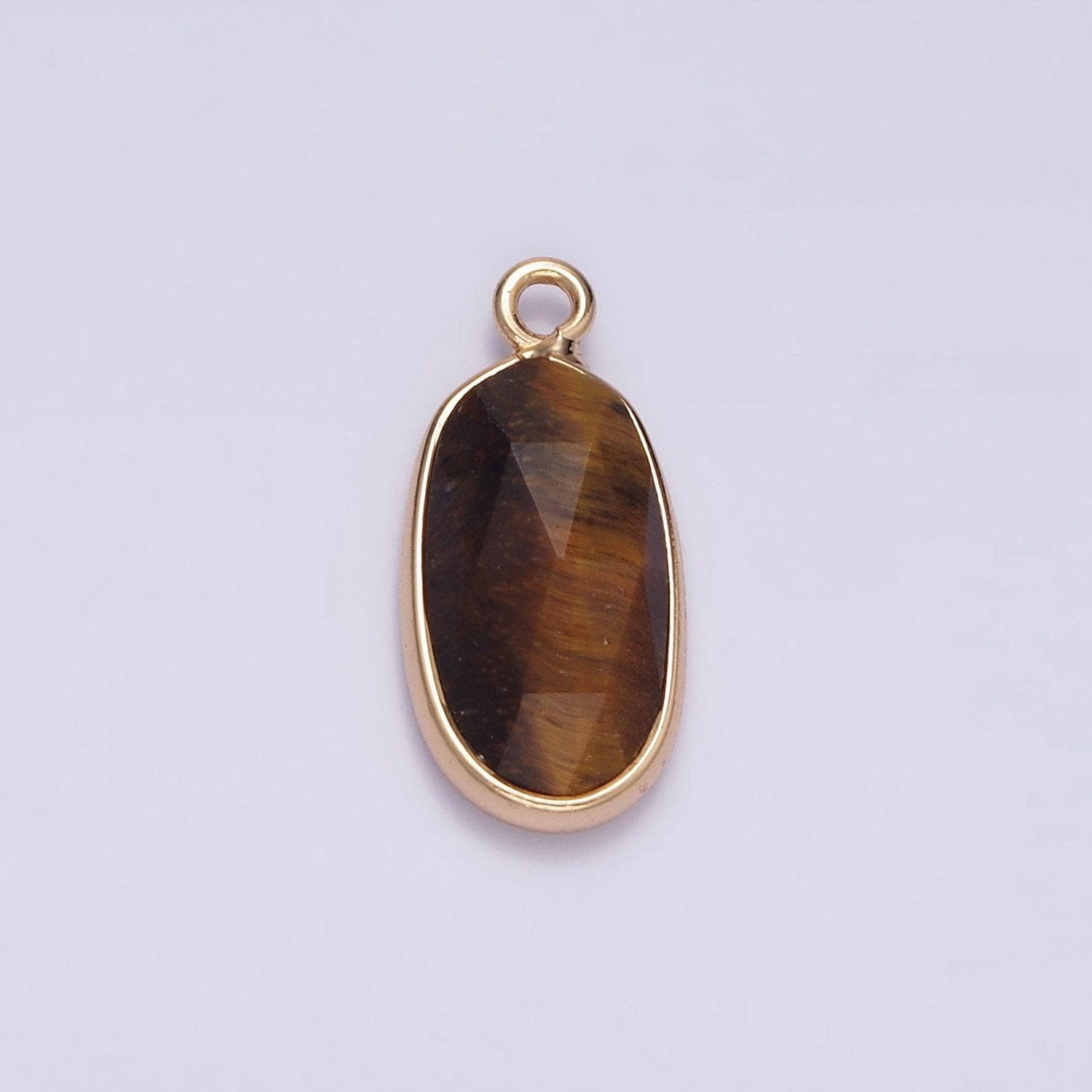 Gemstone faceted oval gold edge pendant charm rose quartz onyx amazon charm n-1705 - n-1712
