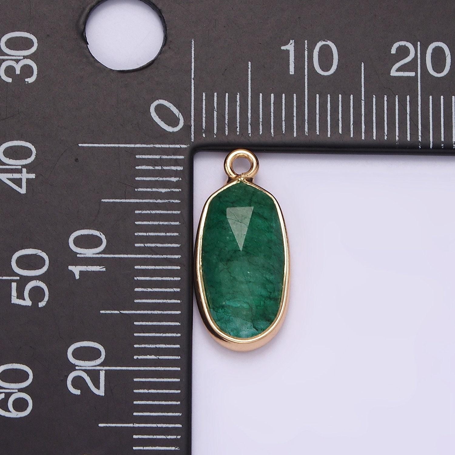 Gemstone faceted oval gold edge pendant charm rose quartz onyx amazon charm n-1705 - n-1712