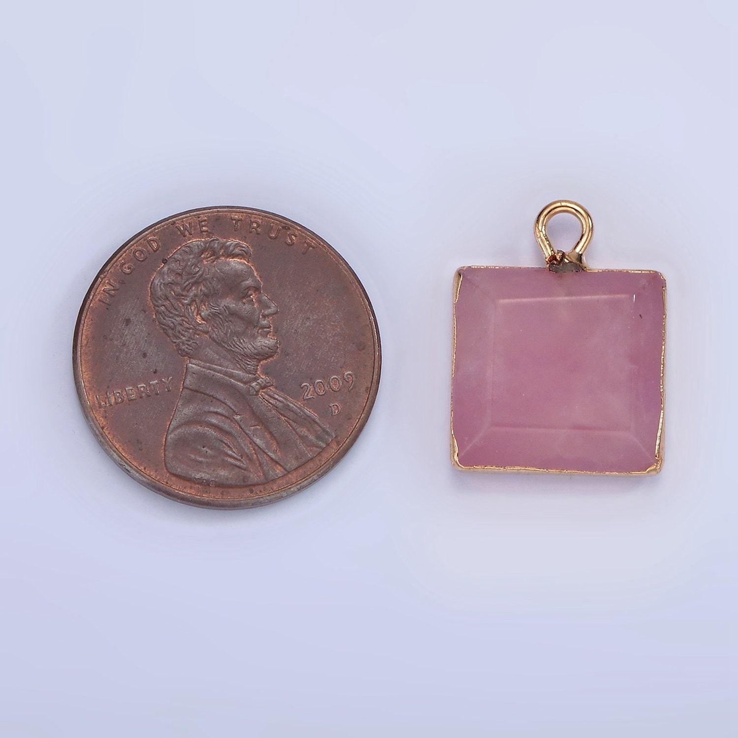 14k gold filled onyx, amazonite, pink quartz square bezel charm | n1688 - n1690