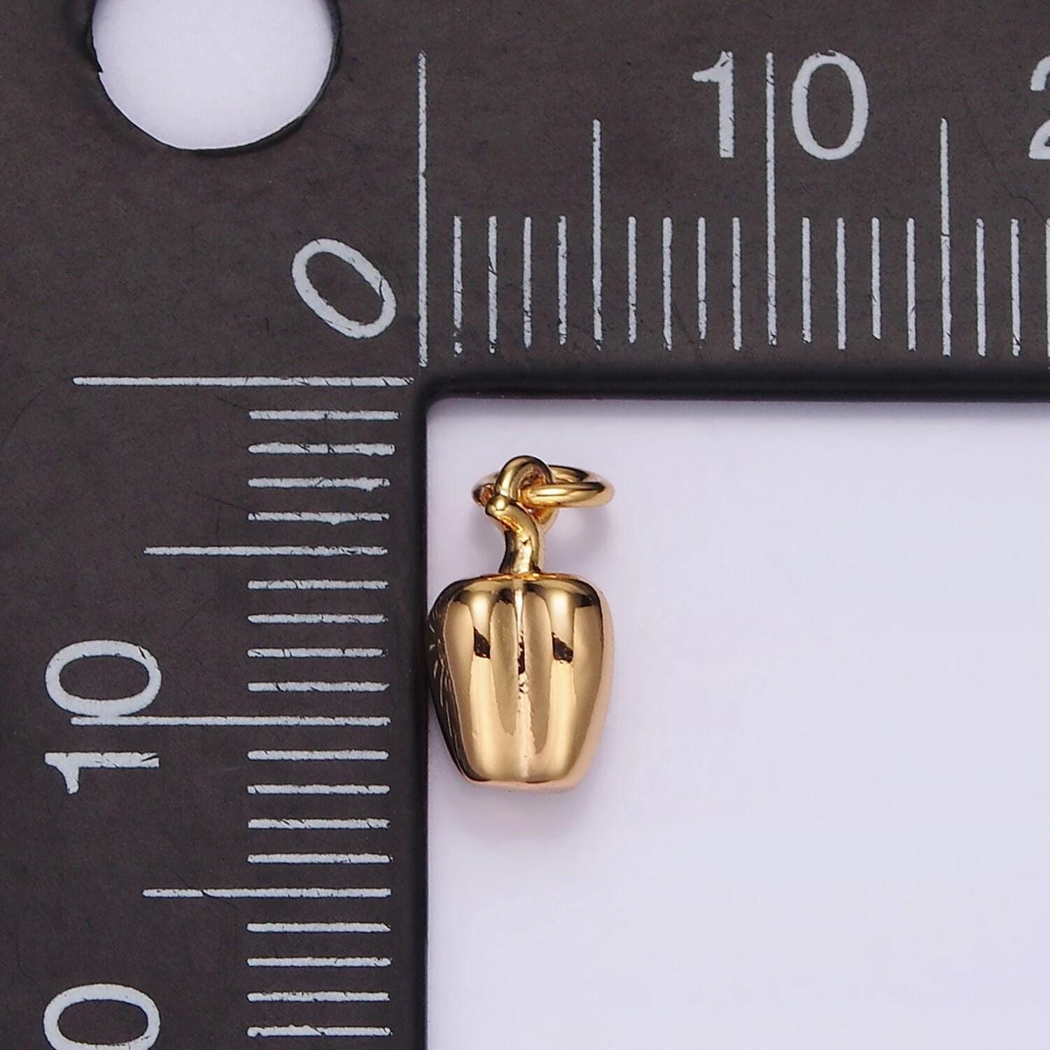 18k gold filled 9.5mm bell pepper fruit puffed add-on charm | n1685