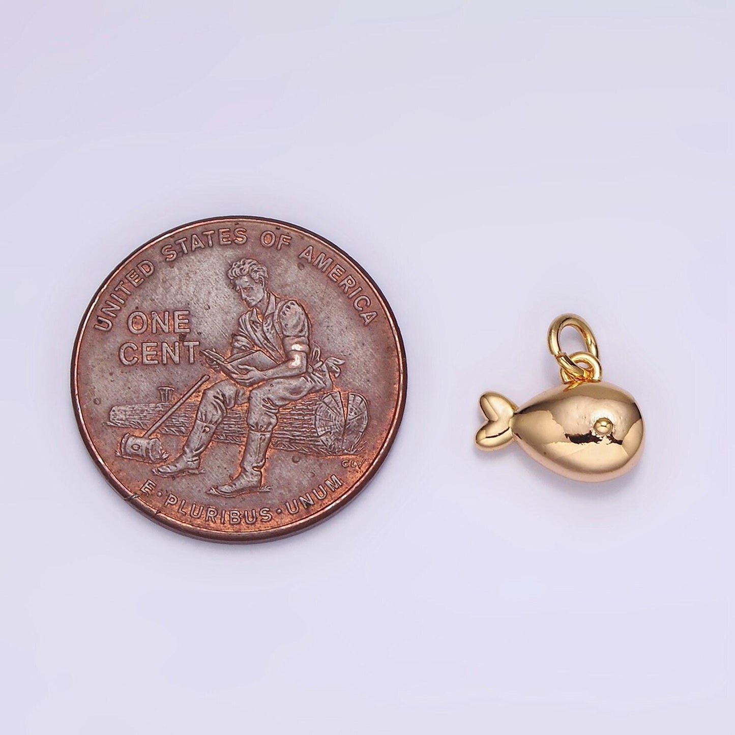 18k gold filled mini fish animal puffed add-on charm | n1684