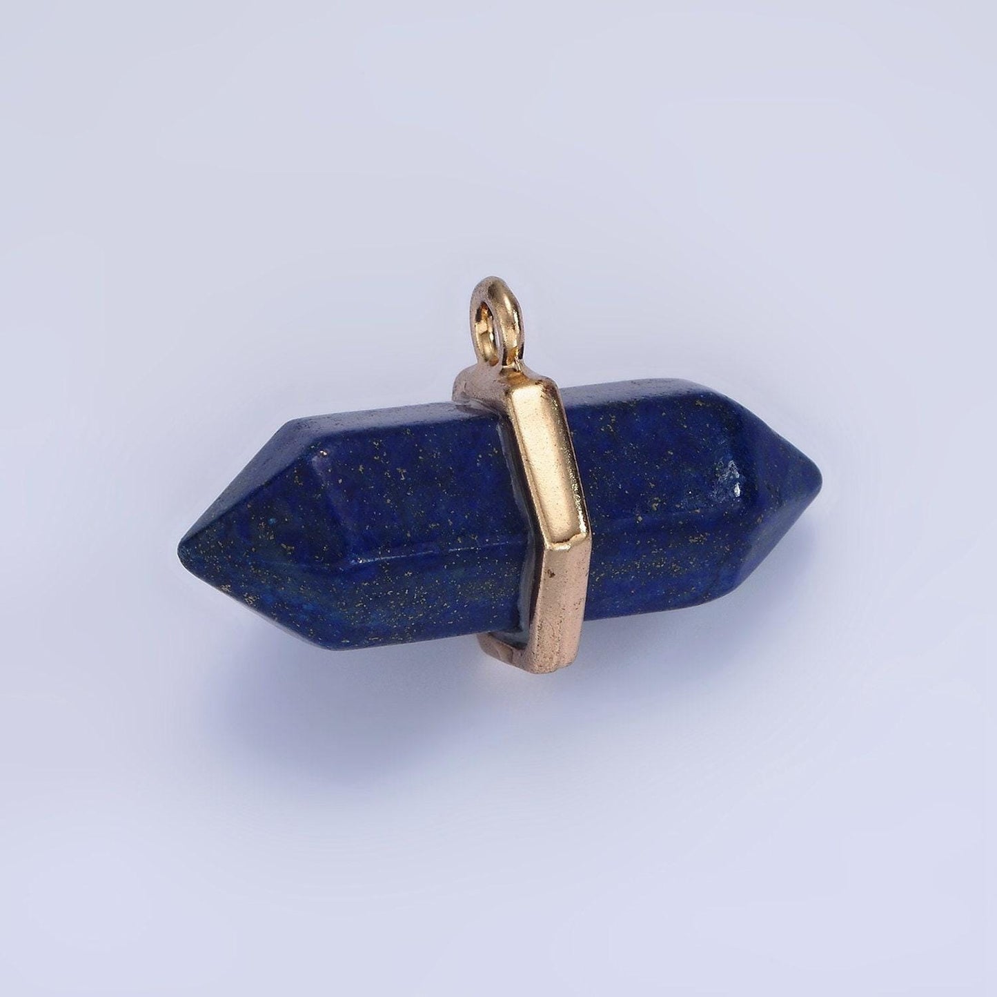 14k gold filled clear quartz, lapis lazuli, tiger eye, rose quartz, onyx, labradorite pointed wand charm | n1678 - n1683