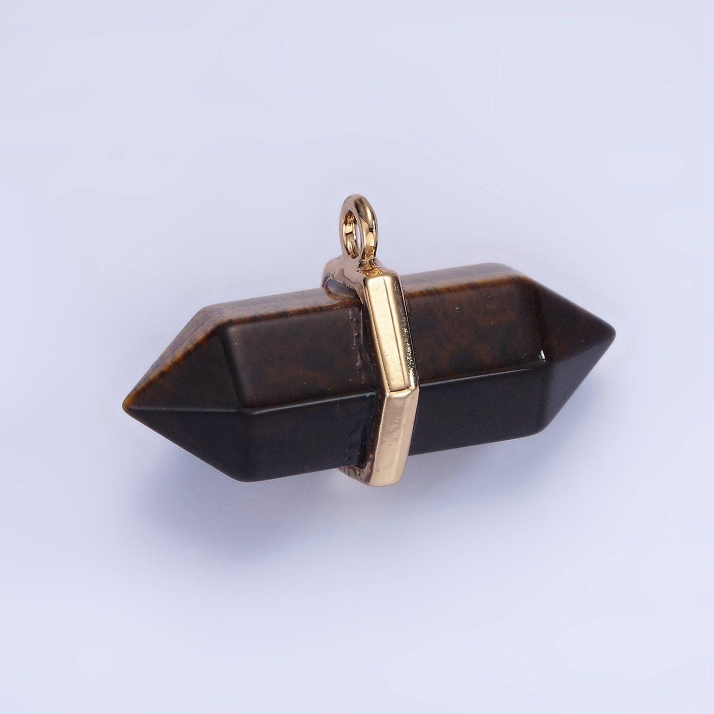 14k gold filled clear quartz, lapis lazuli, tiger eye, rose quartz, onyx, labradorite pointed wand charm | n1678 - n1683