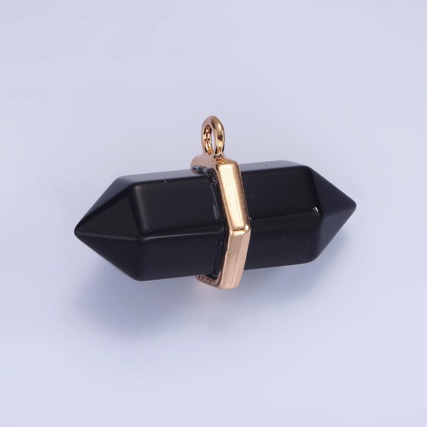 14k gold filled clear quartz, lapis lazuli, tiger eye, rose quartz, onyx, labradorite pointed wand charm | n1678 - n1683