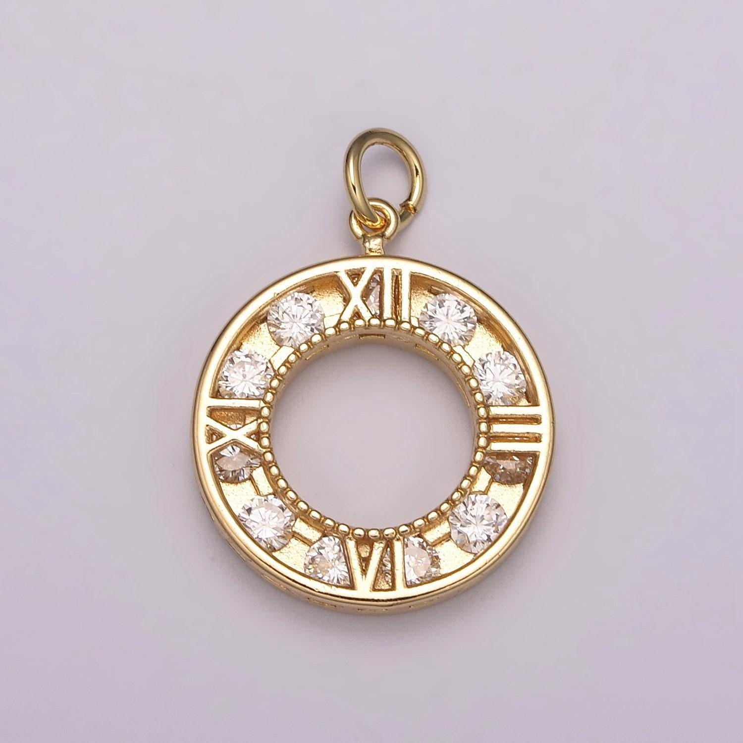 Mini gold filled clock charm watch pendant cz clock charm for necklace bracelet earring supply