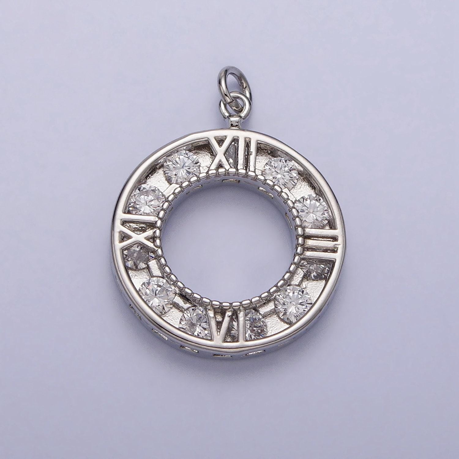 Mini gold filled clock charm watch pendant cz clock charm for necklace bracelet earring supply