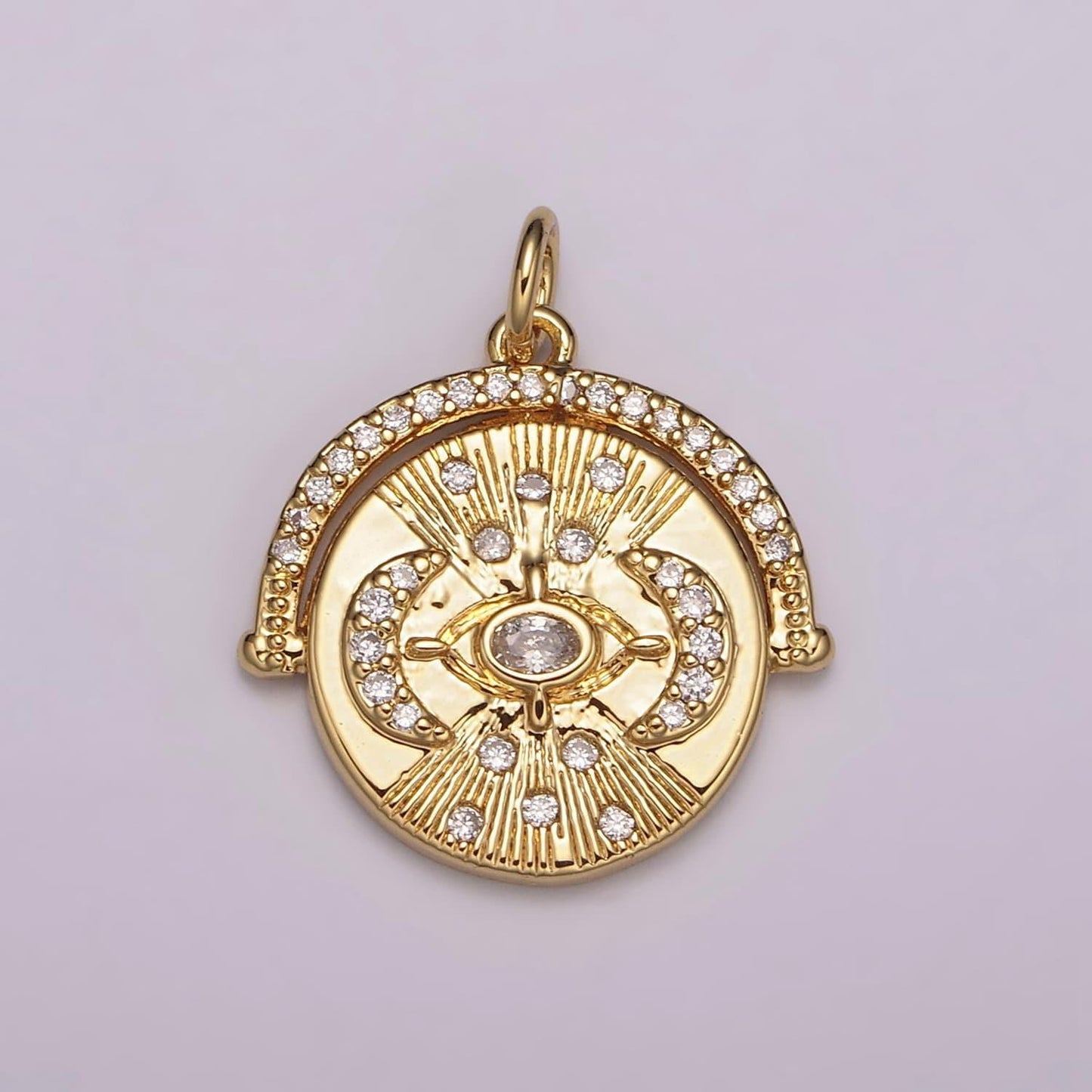 24k gold filled triple moon pendant for goddess necklace jewelry making micro pave medallion charm