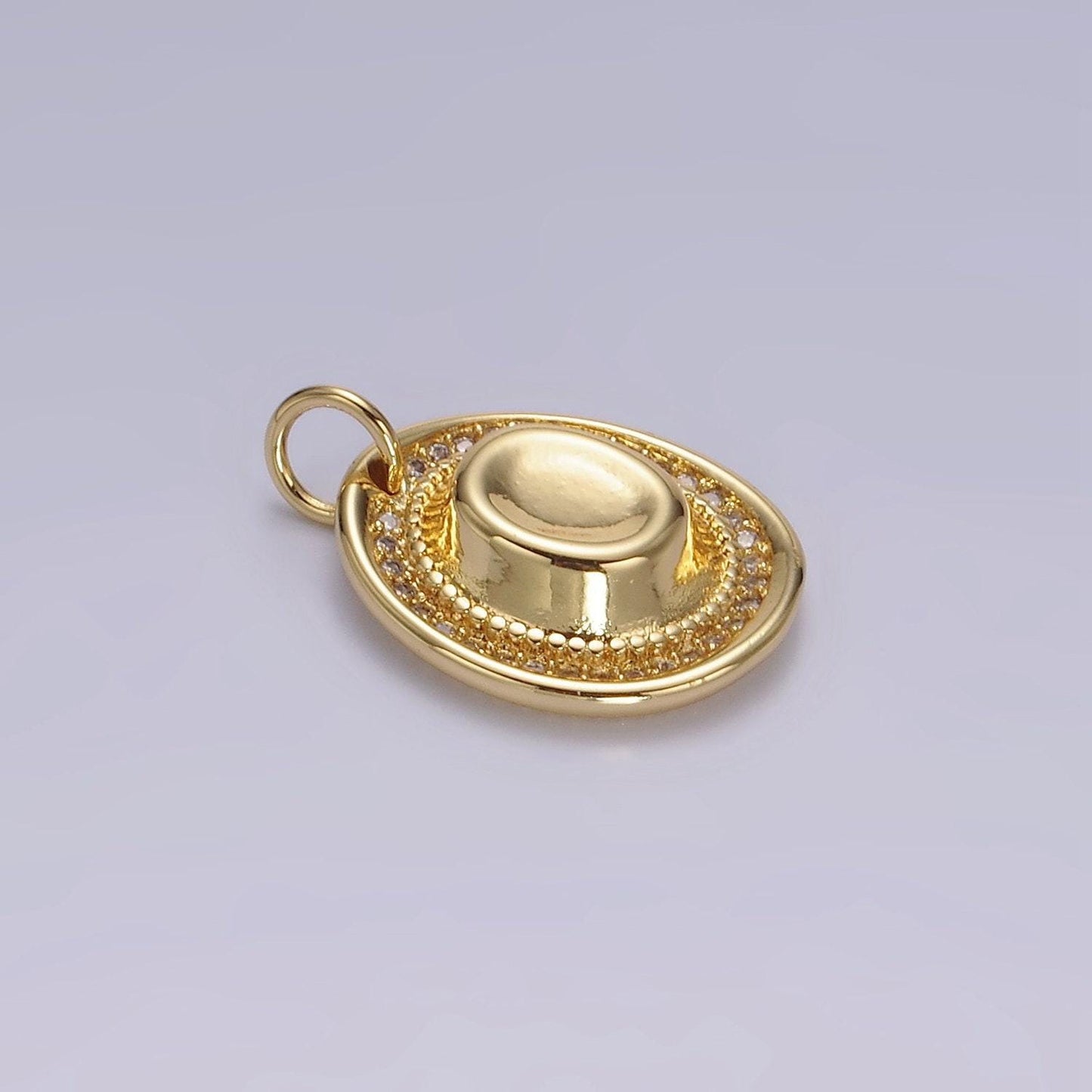14k gold filled cowboy hat/sombrero clear cz lined charm | n1528