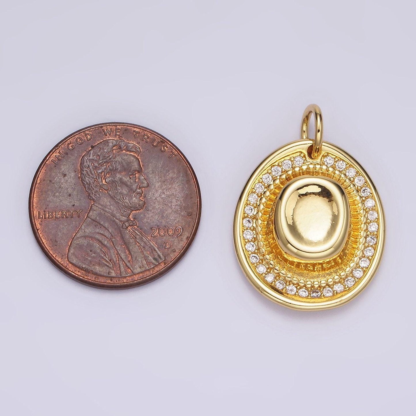 14k gold filled cowboy hat/sombrero clear cz lined charm | n1528