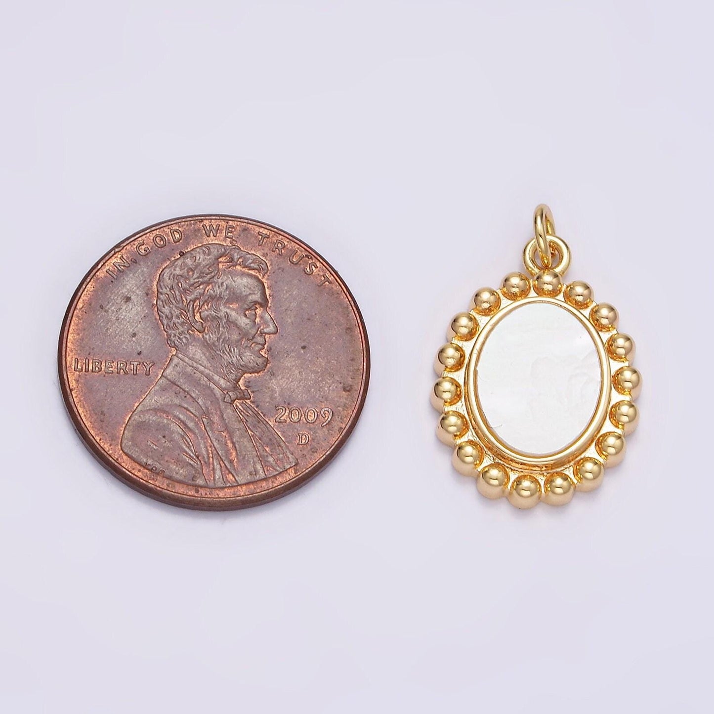 16k gold filled 7mm shell pearl minimalist bezel pendant charm for bracelet necklace component | n1495