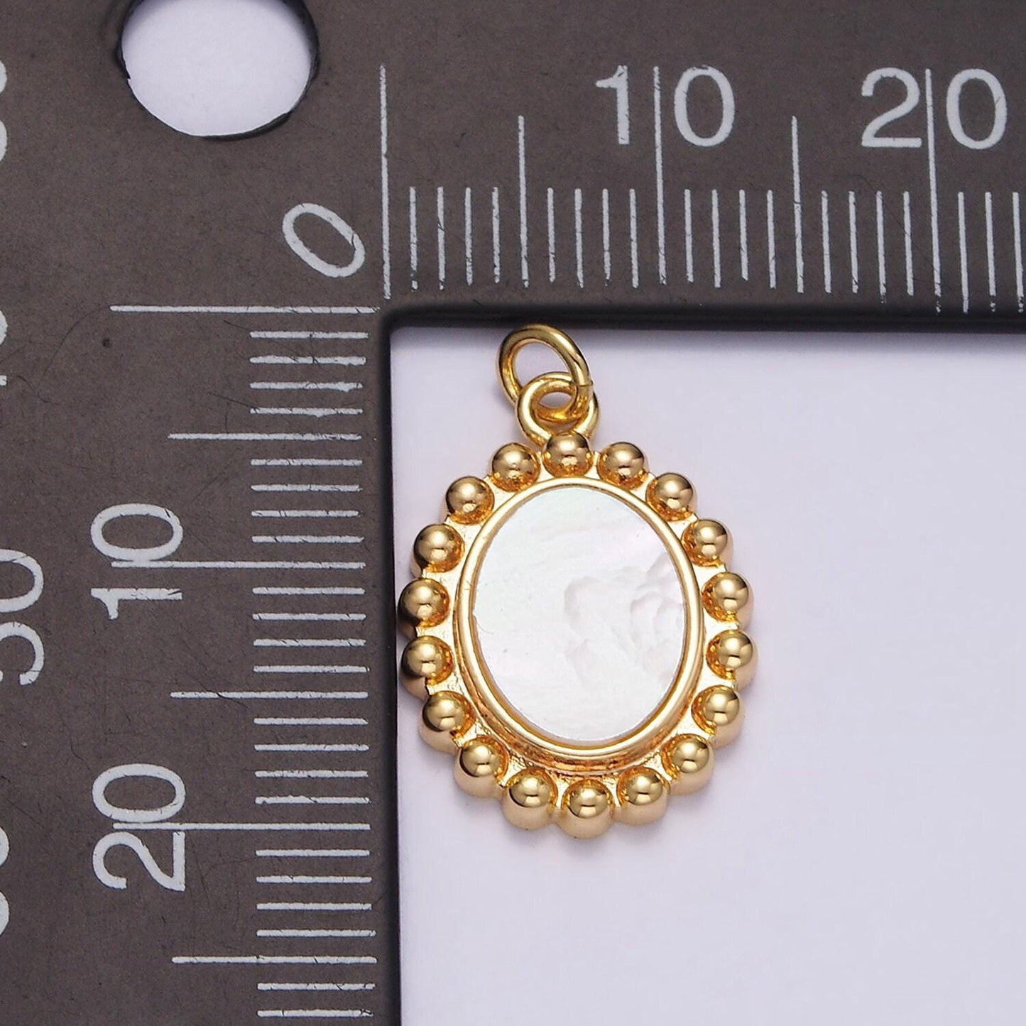 16k gold filled 7mm shell pearl minimalist bezel pendant charm for bracelet necklace component | n1495
