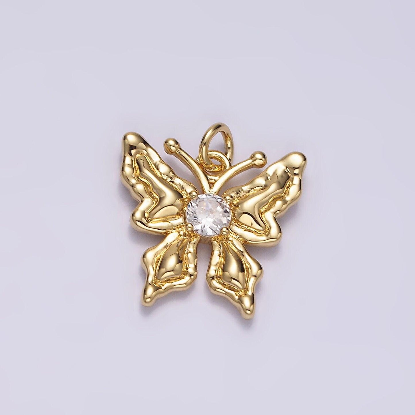 Mini gold filled butterfly charm connector, micro pave mariposa charm cz cubic zirconia butterfly link bracelet necklace n-1494